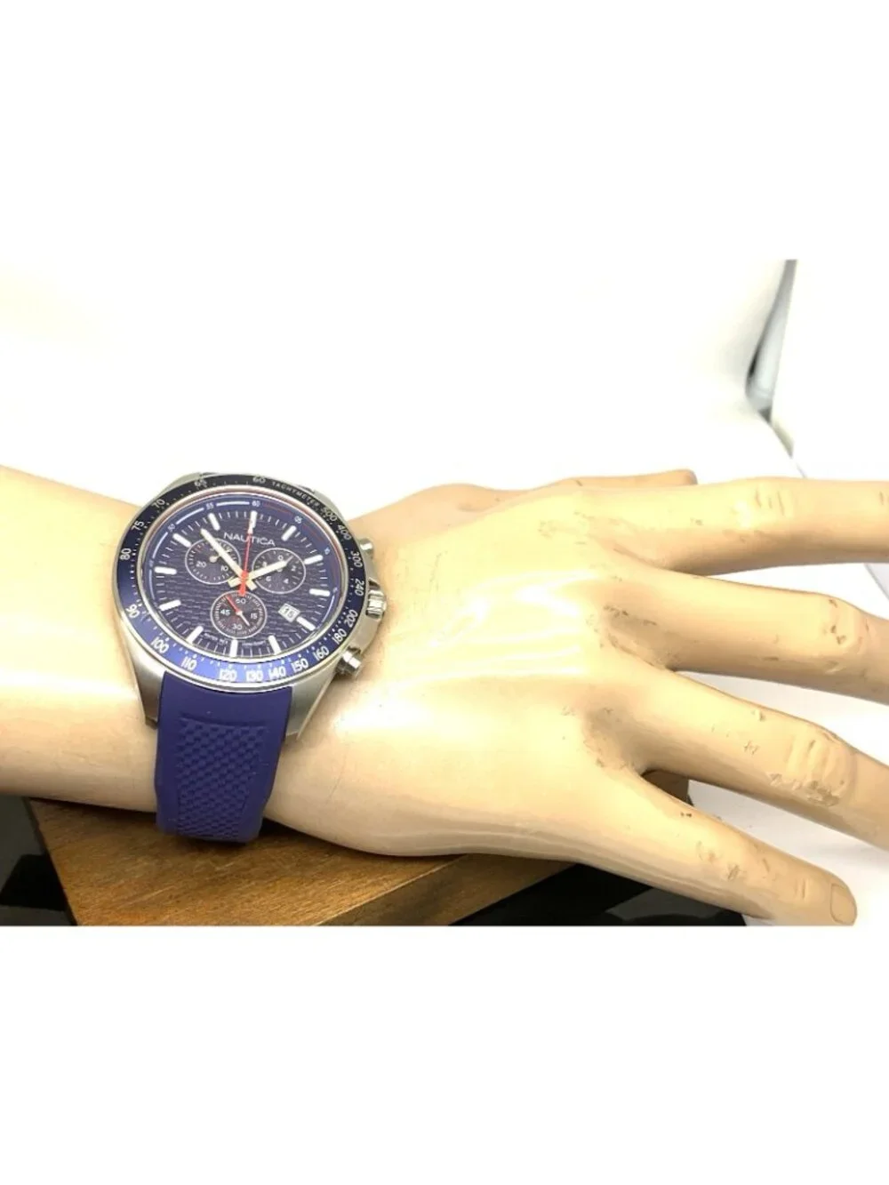 Nautica Men's Watch NAPOBS108 Quartz Chronograph Blue Rubber Strap 46mm